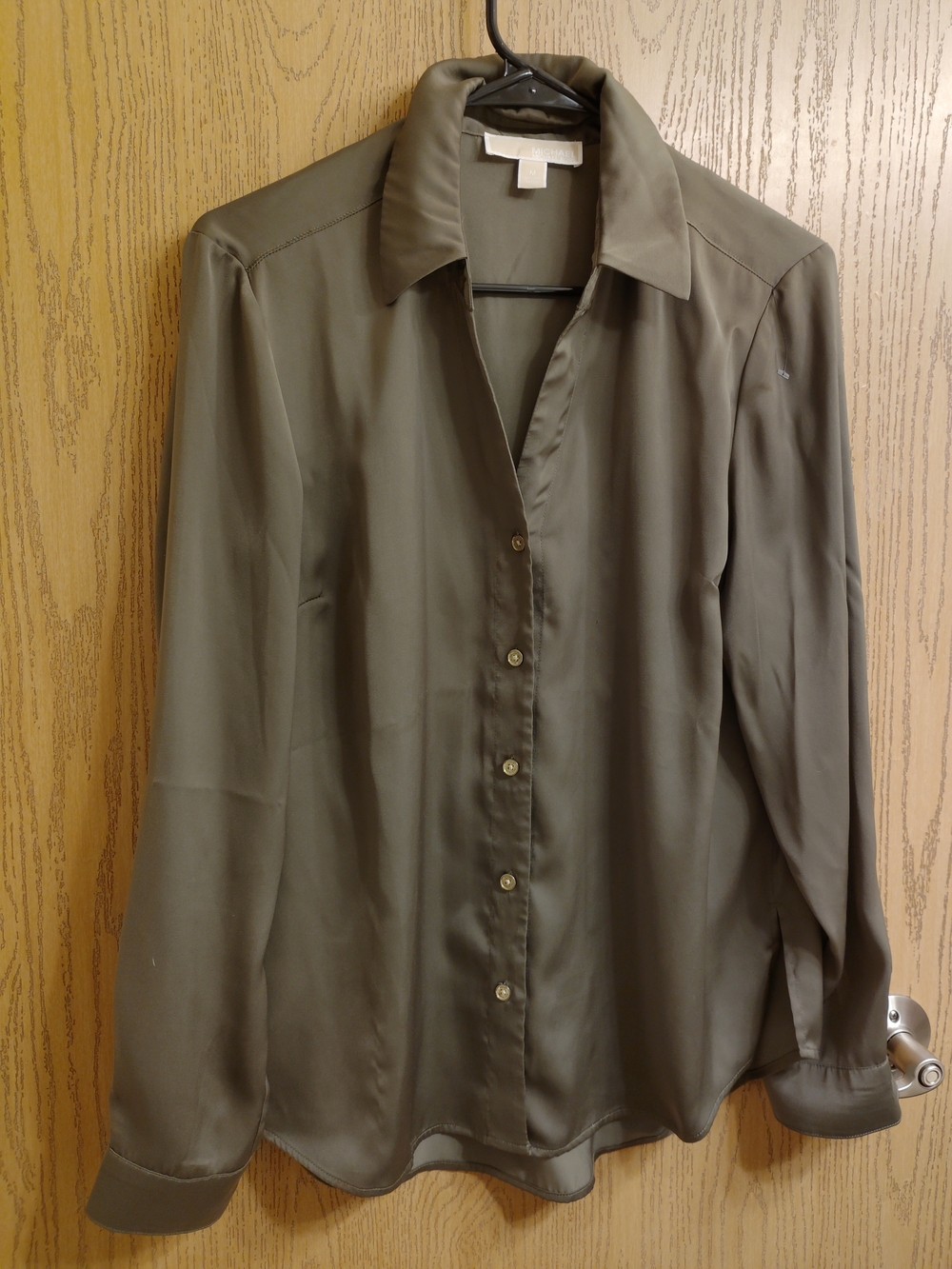 Michael Kors Olive-Tone Button Blouse